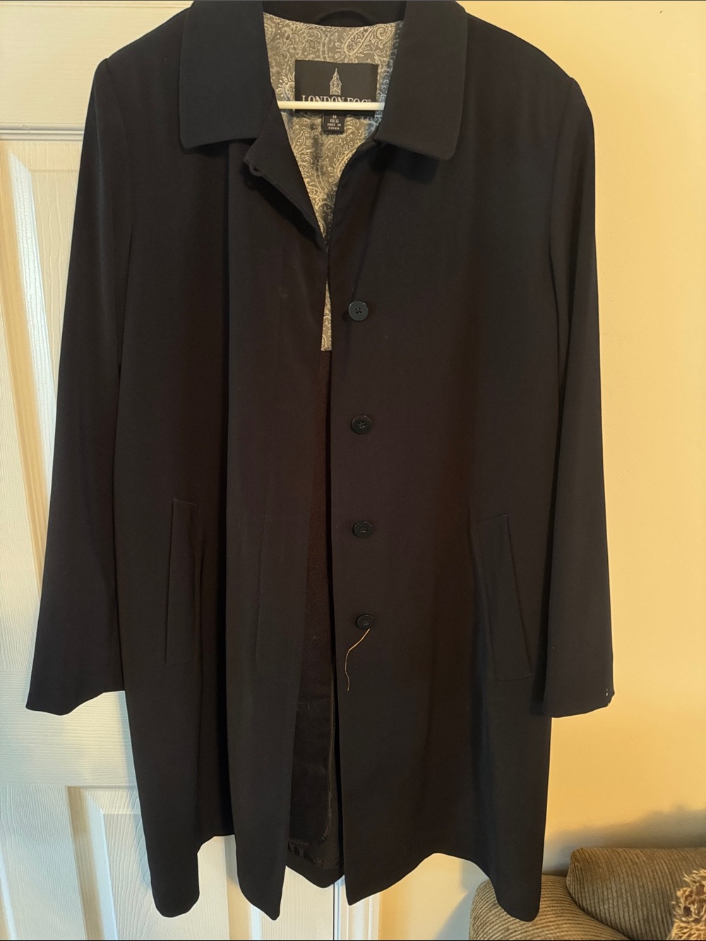 London Fog Men's Black Single-Breasted Trench Coat